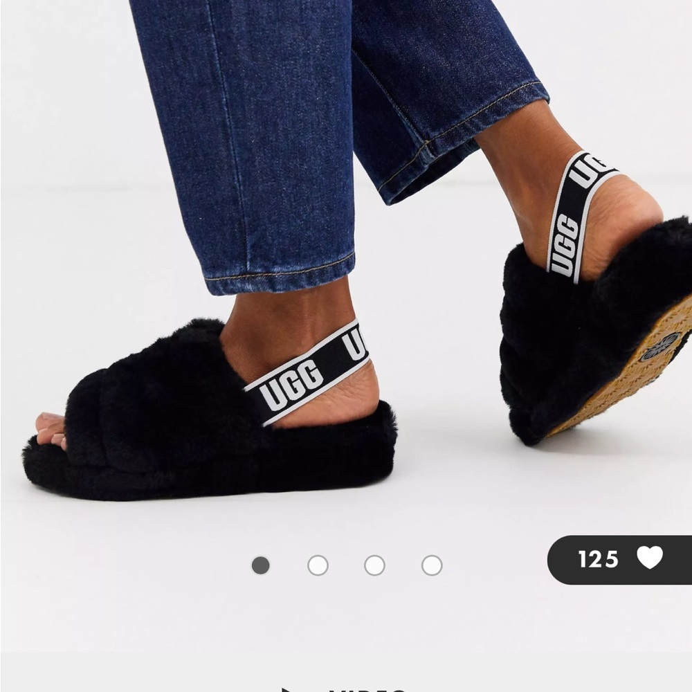UGG Fluff Yeah slide flat sandals in black